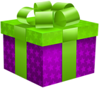 Purple Gift Box with Stars PNG Clipart