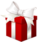 Red Gift Box with White Bow Transparent PNG Image