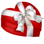 Red Heart Gift Box with White Bow PNG Clipart