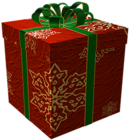 Red and Gold Present with Green Bow Clipart