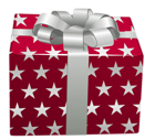 Transparent Red Gift Box with Stars PNG Clipart