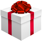 White Gift Box with Red Bow PNG Clip Art