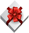White Gift Box with Red Bow PNG Clip Art Image