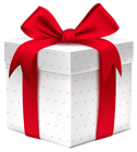 White Gift Box with Red Bow PNG Image