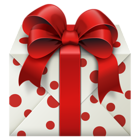 White Gift Box with Red Bow PNG Picture