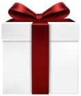 White Gift Box with Red Bow Transparent PNG Clip Art Image