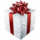 White Gift with Red Ribbon Clipart