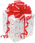 White Present with Red Bow Clipart