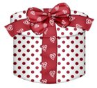 White Round Gift Box white Red Heart PNG Clipart