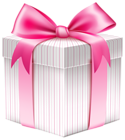 White Striped Gift Box PNG Picture