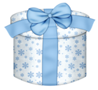 White and Blue Round Gift Box PNG Clipart