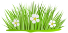 Grass Patch with Flowers PNG Clip Art Image
