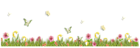 Grass with Butterflies and Flowers PNG Clipart