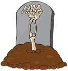 Gravestone Tomb and Skeleton Hand PNG Clip Art Image