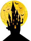Halloween Castle and Moon PNG Clip Art Image