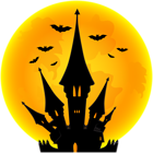 Halloween Moon and Castle PNG Clip Art Image