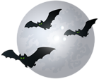 Halloween Moon with Bats PNG Clip Art Image