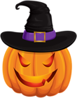 Halloween Pumpkin with Witch Hat Transparent Clip Art