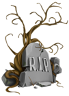 Halloween RIP Tombstone and Tree PNG Clipart Image