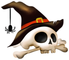 Halloween Skull with Bone and Witch Hat Clipart