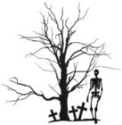 Halloween Tree and Skeleton PNG Clipart Image