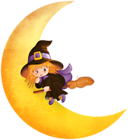 Halloween Witch on the Moon PNG Clipart
