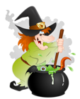 Halloween Witch with Cauldron PNG Clipart
