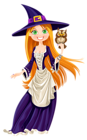 Halloween Witch with Owl PNG Clipart