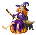 Halloween Witch with Pumpkin PNG Clipart
