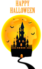 Happy Halloween with Castle PNG Clip Art Image