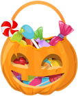 Pumpkin Basket with Candy Clip Art Image