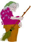 Ugly Witch with Broom PNG Clipart