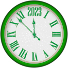 2023 New Year Green Clock Tree PNG Clipart