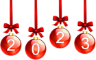 2023 Red Christmas Balls PNG Clipart