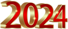 2024 3D Red Gold PNG Clipart