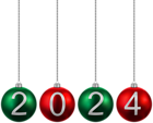 2024 Christmas Balls Red Green PNG Clipart