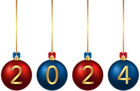 2024 Christmas Red Blue Balls PNG Image