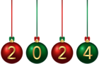 2024 Christmas Red Green Balls PNG Image