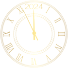 2024 Decorative New Year Clock Clip Art