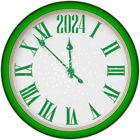 2024 New Year Green Clock Tree PNG Clipart
