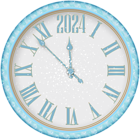2024 New Year Snowy Clock PNG Clipart