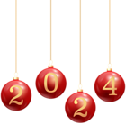2024 Red Christmas Balls PNG Clipart