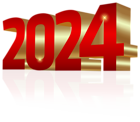 2024 Red Gold 3D PNG Clipart