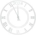 2024 Silver New Year Clock Clipart