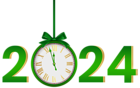 2024 with Clock Green PNG Clipart
