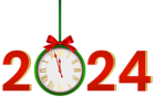 2024 with Clock Red Green PNG Clipart