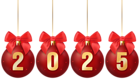 2025 Christmas Balls Transparent PNG Clipart