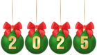 2025 Christmas Green Balls Transparent PNG Clipart