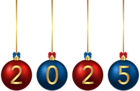 2025 Christmas Red Blue Balls PNG Image