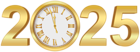 2025 Gold Clock Transparent Clip Art Image